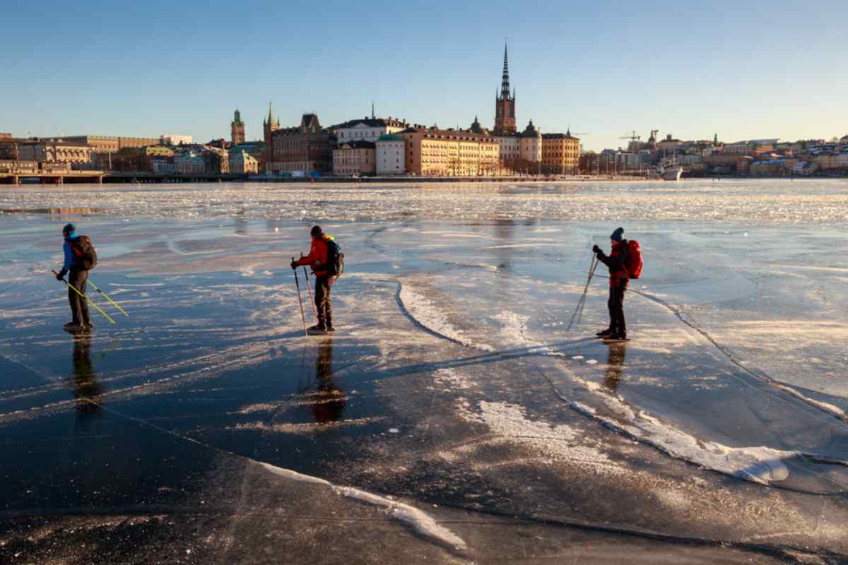 Ice skating in a Swedish lake