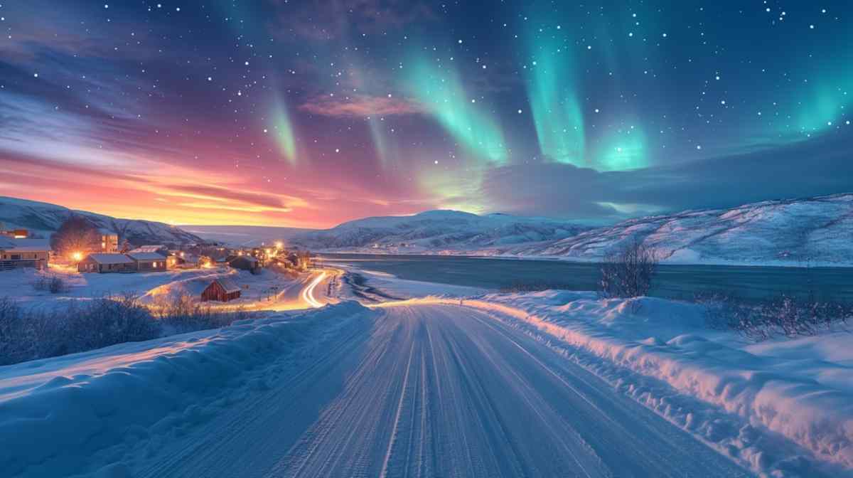 Schwedische Winter mit Nordlichtern