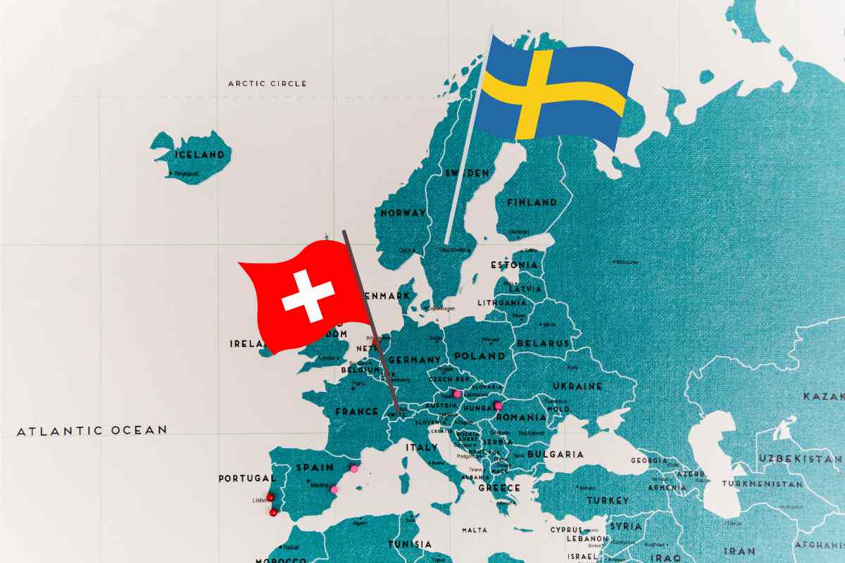 Standorte von Schweden und der Schweiz