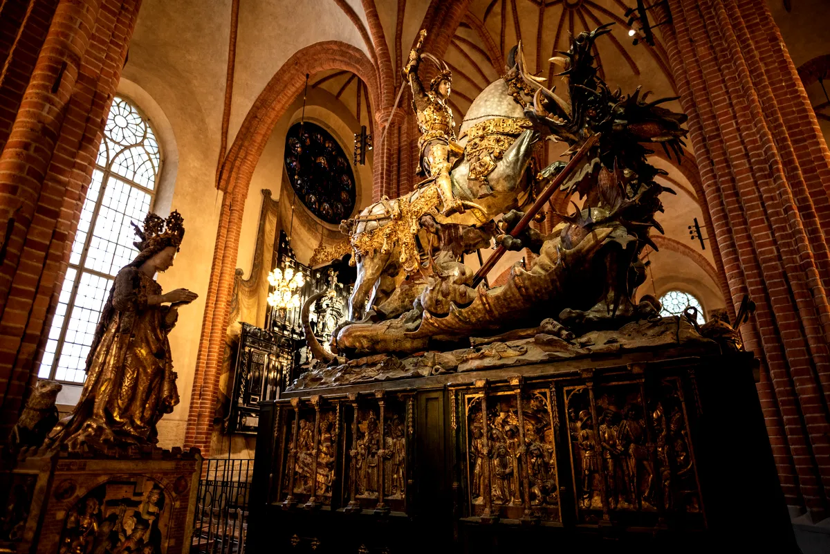 Storkyrkan-Statue des Heiligen Georg und des Drachen